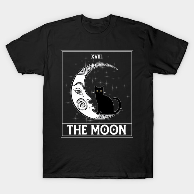 Tarot Card Crescent Moon and Black Cat Cosmic Graphic Mystic T-Shirt by Blink_Imprints10